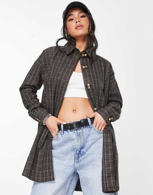 Sobrecamisa a cuadros monocromáticos de corte extragrande de Heartbreak