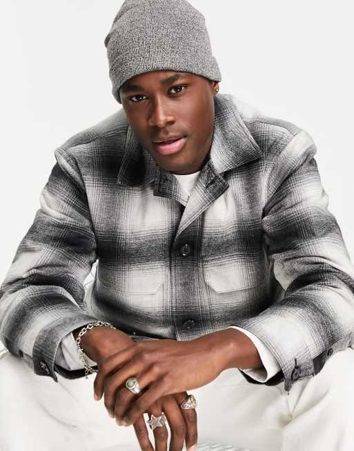 Sobrecamisa a cuadros negros de corte holgado de sherpa de Abercrombie & Fitch
