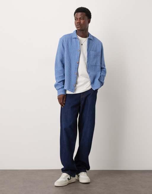 Sobrecamisa azul de corte cuadrado de tejido texturizado de ASOS DESIGN, 2 de 5