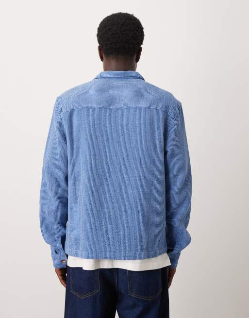 Sobrecamisa azul de corte cuadrado de tejido texturizado de ASOS DESIGN, 3 de 5