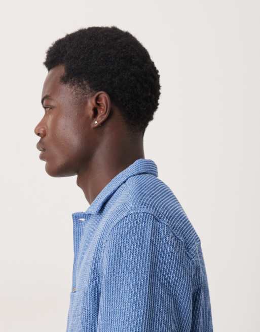 Sobrecamisa azul de corte cuadrado de tejido texturizado de ASOS DESIGN, 4 de 5