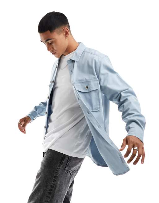 Sobrecamisa azul empolvado de algodón de ASOS DESIGN