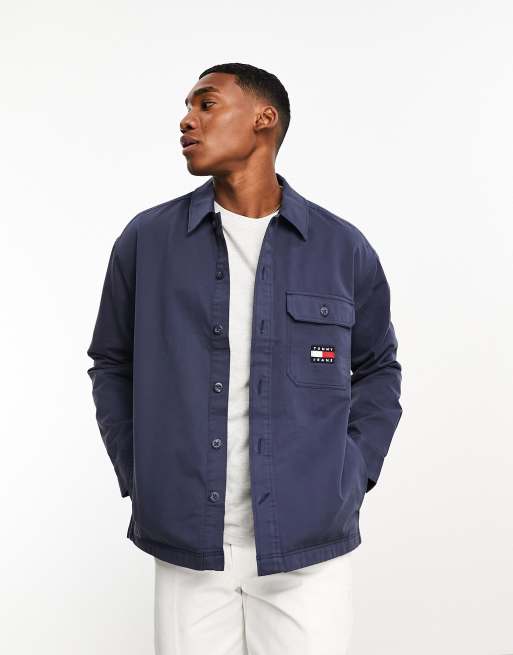Sobrecamisa azul marino basica con logo de Tommy Jeans ASOS