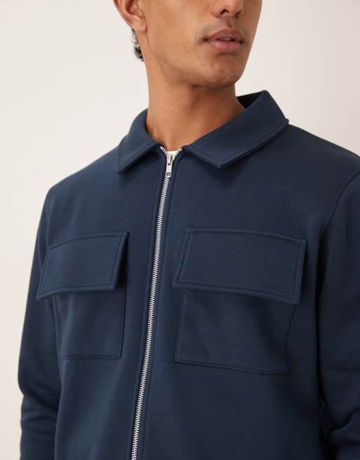 Sobrecamisa azul marino con bolsillos en el pecho de ASOS DESIGN, 5 de 5