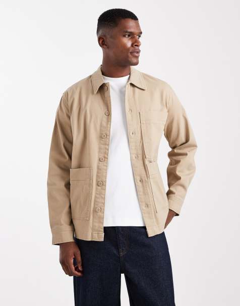 Sobrecamisa beis con bolsillos anchos de ONLY & SONS - view 1
