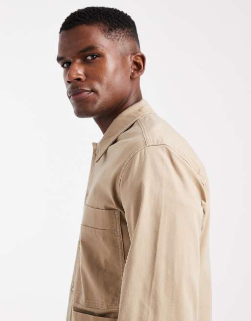 Sobrecamisa beis con bolsillos anchos de ONLY & SONS, 4 de 5