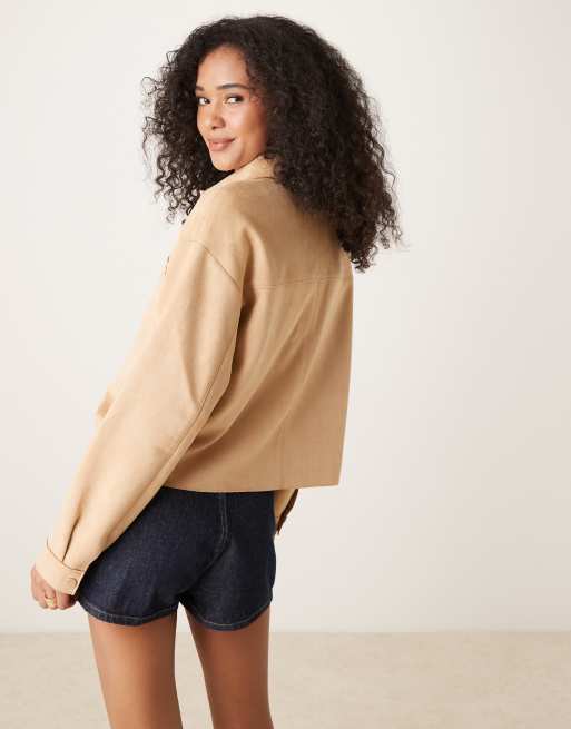 Sobrecamisa beis de antelina de JDY, 4 de 4