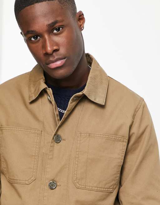 Sobrecamisa beis de estilo worker de Jack & Jones Premium, 3 de 4