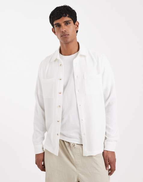Sobrecamisa blanco hueso texturizada de ASOS DESIGN - view 1