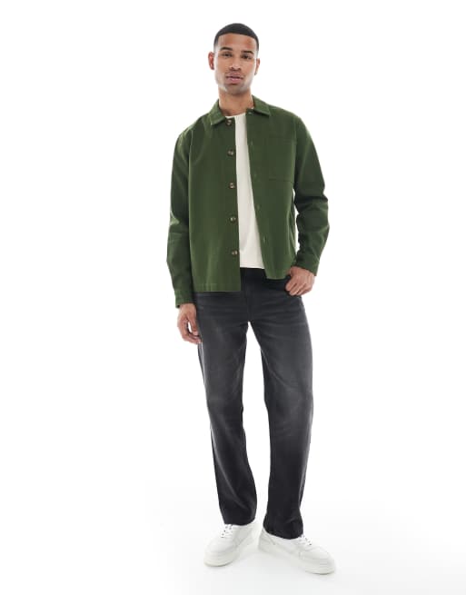 Sobrecamisa caqui de sarga de New Look, 2 de 5