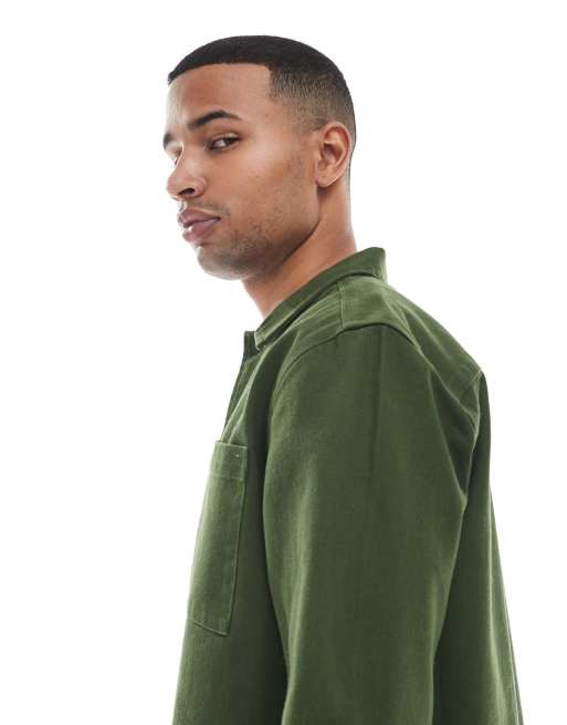 Sobrecamisa caqui de sarga de New Look, 4 de 5