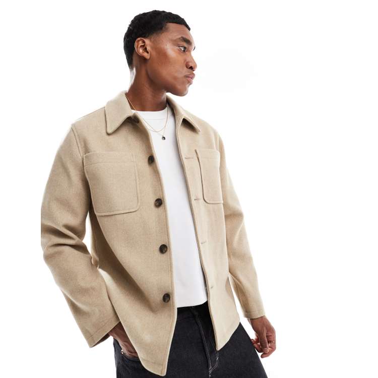 Sobrecamisa color camel de tejido efecto lana de ASOS DESIGN ASOS