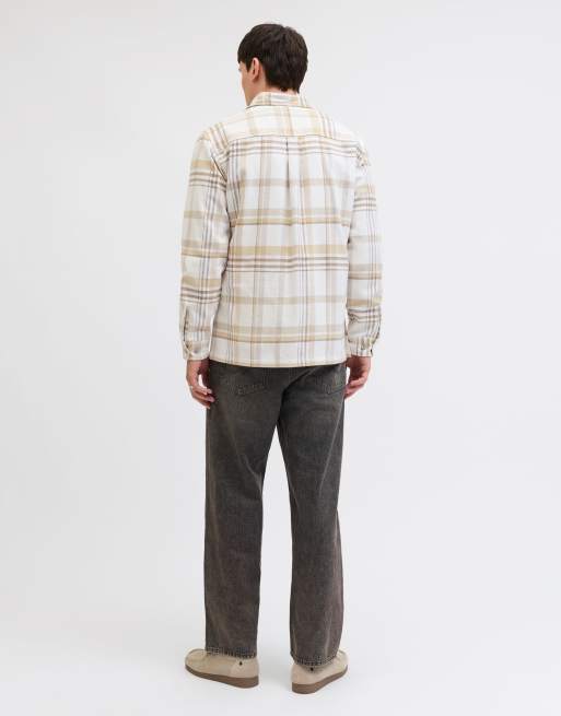 Sobrecamisa color crema a cuadros con dos bolsillos de Jack & Jones, 2 de 7