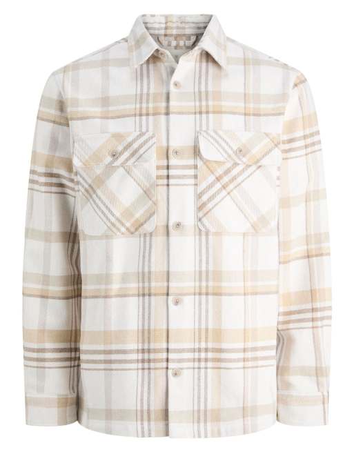 Sobrecamisa color crema a cuadros con dos bolsillos de Jack & Jones, 7 de 7