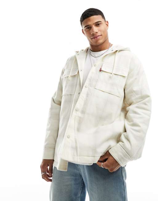 Sobrecamisa color crema a cuadros estilo worker con capucha Jackson de Levi's