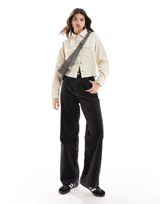 Sobrecamisa color crema de corte cuadrado de pana de Wrangler, 3 de 4