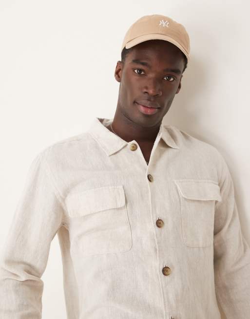 Sobrecamisa color crema de lino de Selected Homme