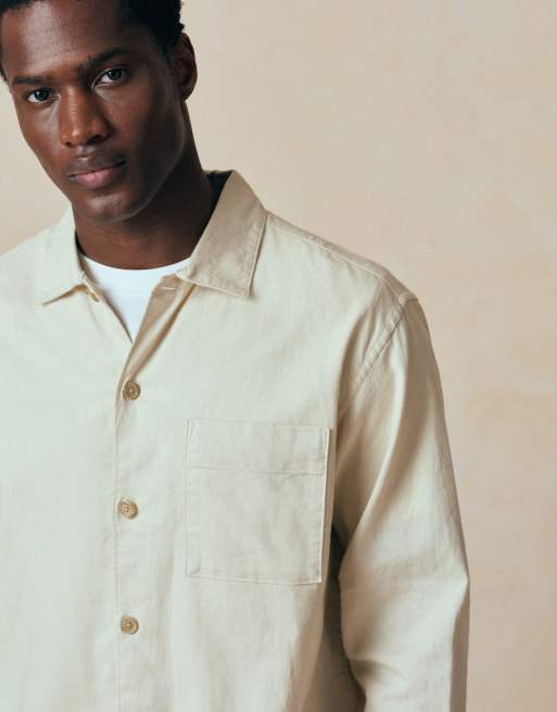 Sobrecamisa color crema de mezcla de lino de Jack & Jones, 3 de 5