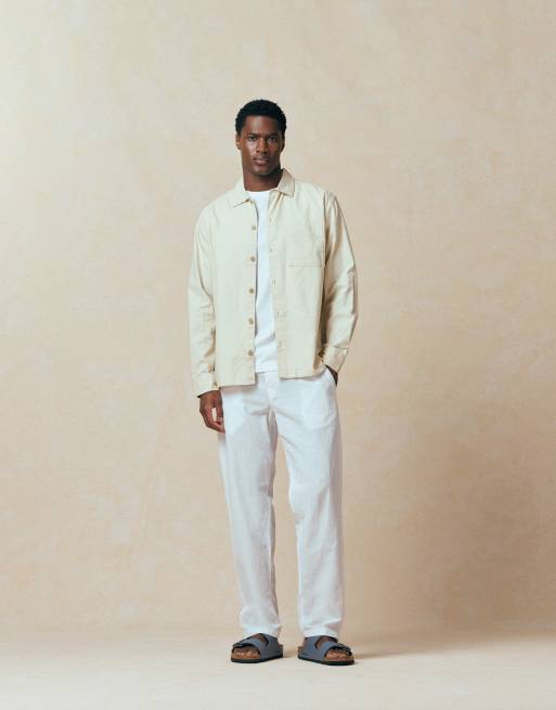 Sobrecamisa color crema de mezcla de lino de Jack & Jones, 4 de 5
