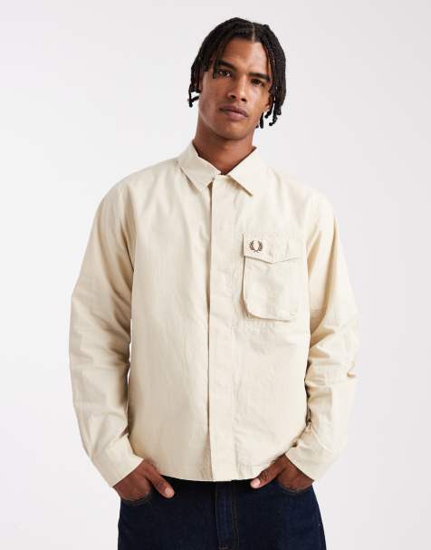 Sobrecamisa color crema de popelina de Fred Perry - view 1
