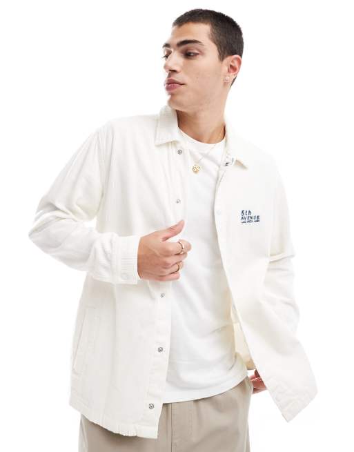 Sobrecamisa color crema holgada con bordado 
