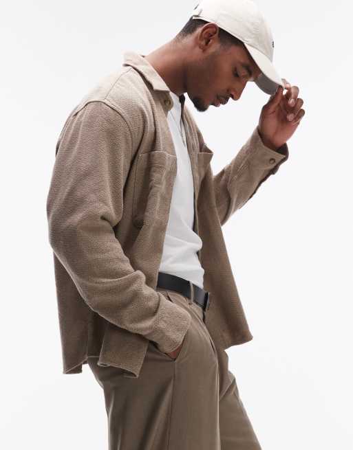 Sobrecamisa color crema texturizada de Selected Homme