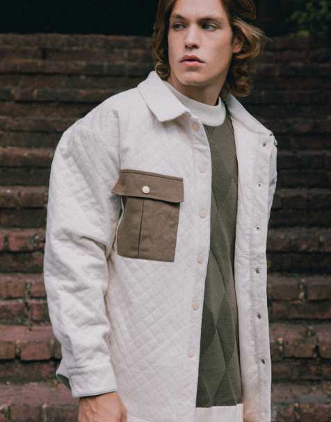 Sobrecamisa color crema unisex guateada de pana de Labelrail x Notion - view 1