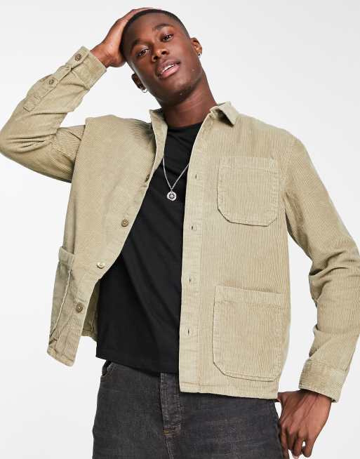 Sobrecamisa color crudo con 3 bolsillos de pana de New Look