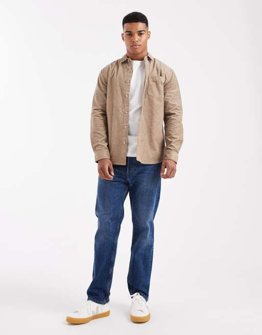 Sobrecamisa color piedra de pana gofrada de New Look, 2 de 5