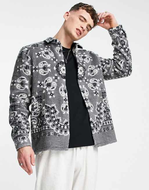 Sobrecamisa con estampado de cachemir de borreguito de ASOS DESIGN