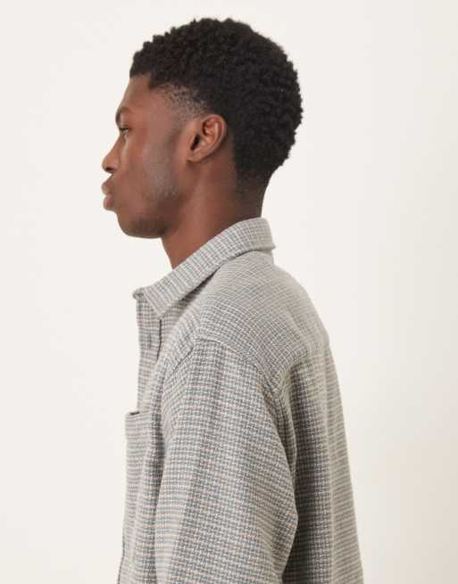 Sobrecamisa gris a cuadros de franela efecto lana de ASOS DESIGN, 4 de 5