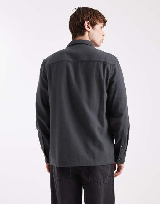 Sobrecamisa gris carbón de estilo vintage de franela de ASOS DESIGN, 3 de 5