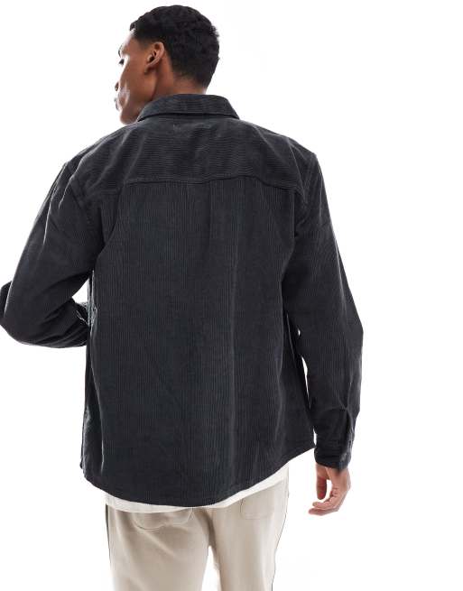 Sobrecamisa gris carbón de pana de canalé ancho de Hollister, 4 de 4
