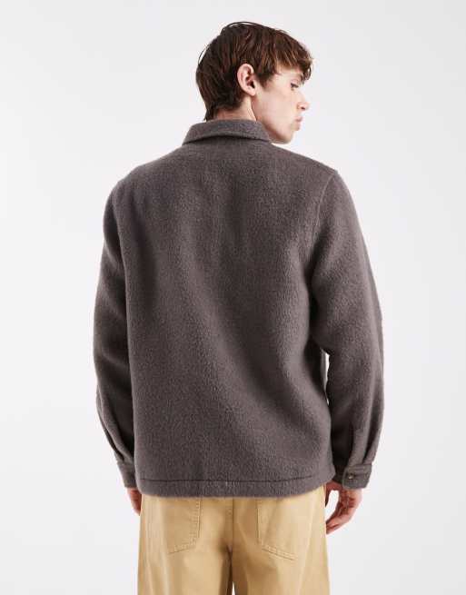 Sobrecamisa gris de tejido cepillado efecto lana de ASOS DESIGN, 3 de 5