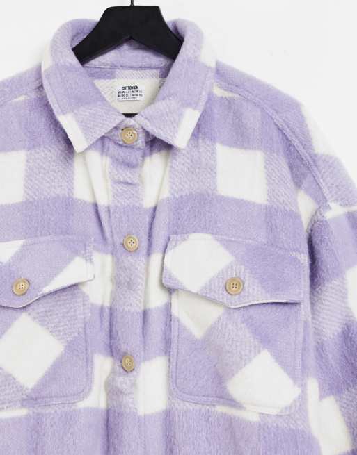 Sobrecamisa cuadros morada new arrivals