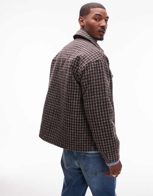 Sobrecamisa marrón a cuadros de Topman ASOS