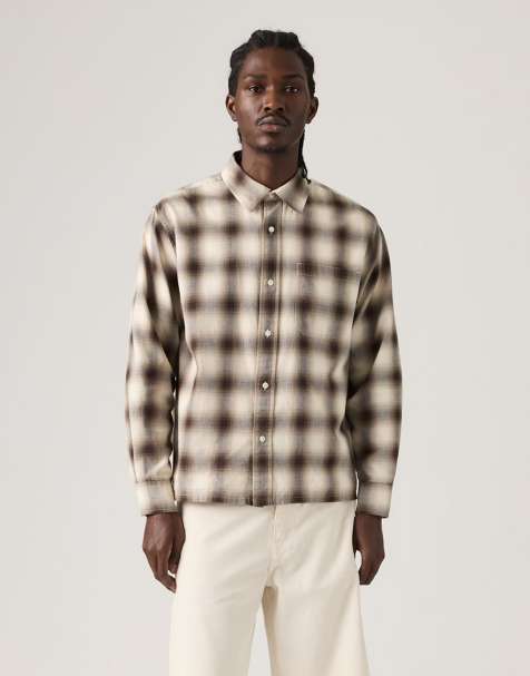 Sobrecamisa marrón de corte cuadrado con estampado de cuadros escoceses vintage James Duboce de Levi's - view 1