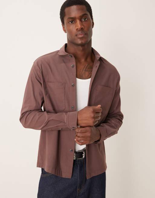 Sobrecamisa marrón de corte cuadrado extragrande de ASOS DESIGN