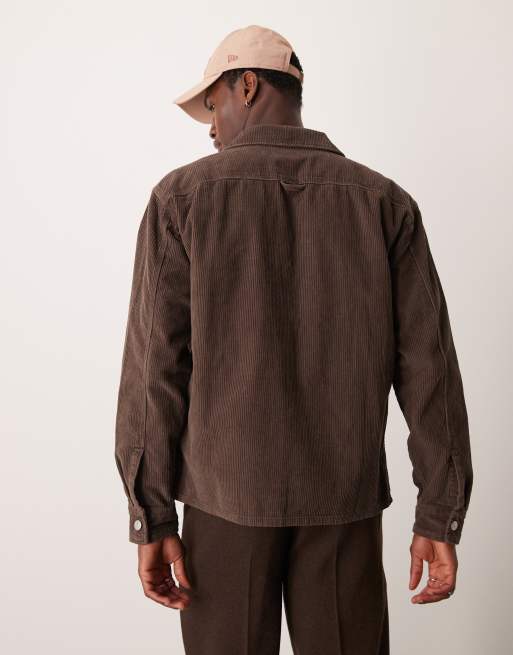 Sobrecamisa marrón lavado de pana de Abercrombie & Fitch, 3 de 4
