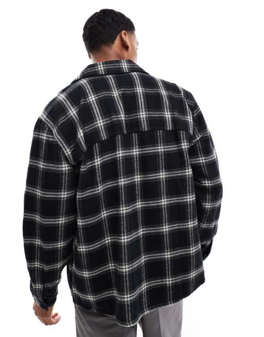 Sobrecamisa negra a cuadros de franela de Hollister ASOS