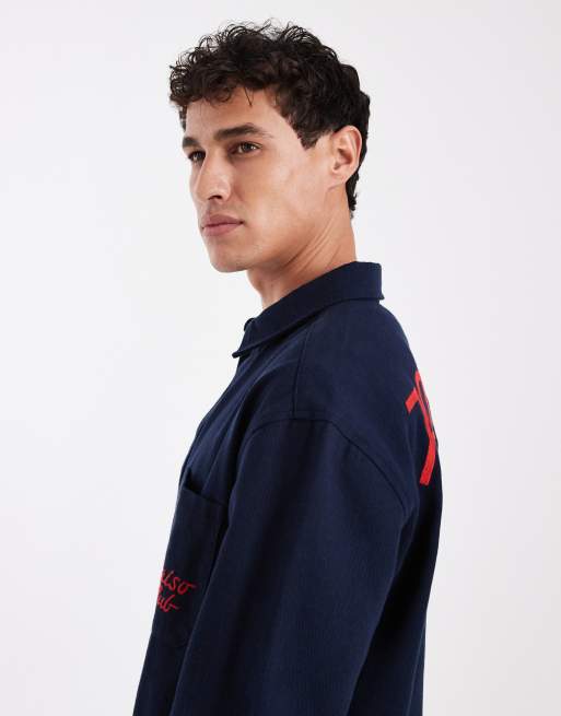 Sobrecamisa negra con bordado en la espalda de algodón de ASOS DESIGN, 4 de 5