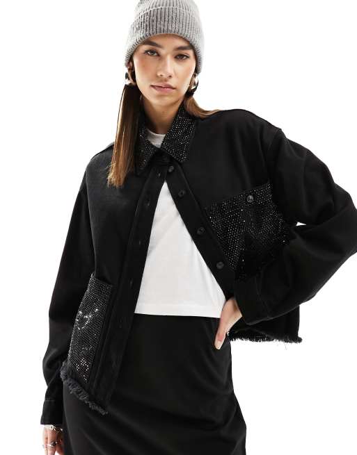 Sobrecamisa negra con detalles brillantes Nicky de AllSaints