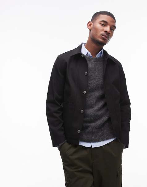 Sobrecamisa negra de estilo worker de sarga gruesa de ARKET - view 1