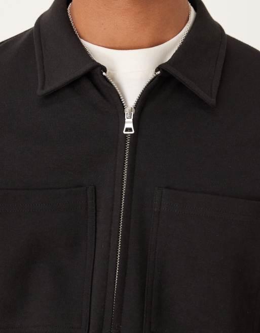 Sobrecamisa negra de manga larga de mezcla de algodón de Threadbare, 5 de 5