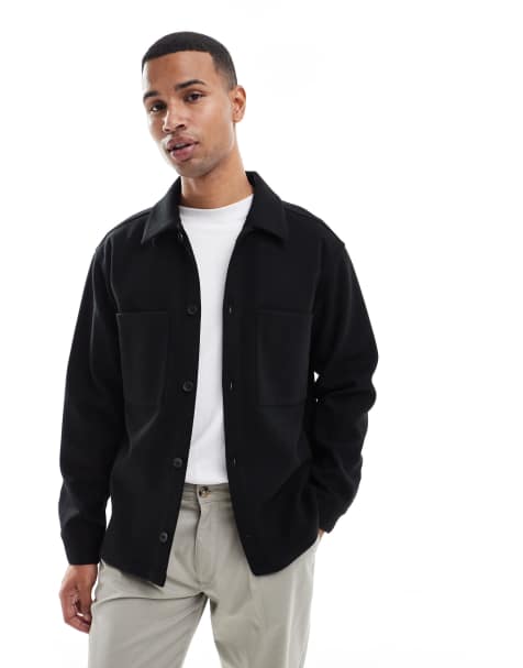 Sobrecamisa negra de tejido cepillado de Jack & Jones - view 1