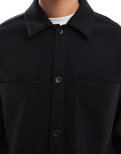 Sobrecamisa negra de tejido cepillado de Jack & Jones, 5 de 5