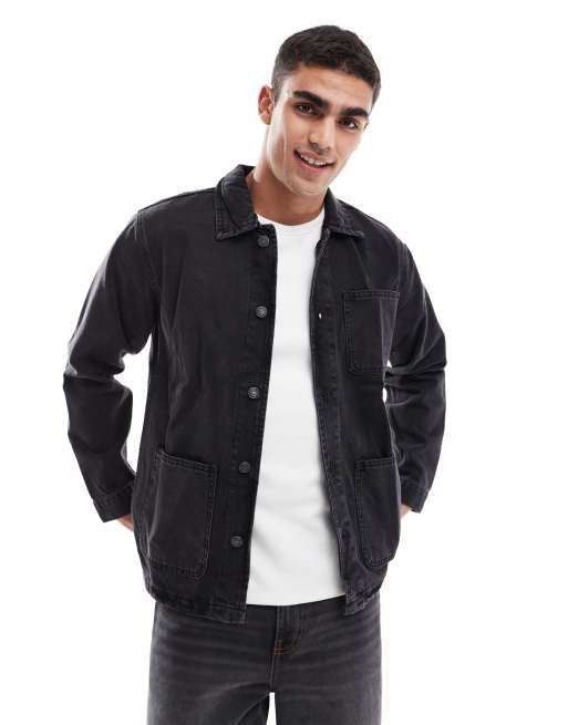 Sobrecamisa vaquera negro lavado de estilo worker de Don't Think Twice