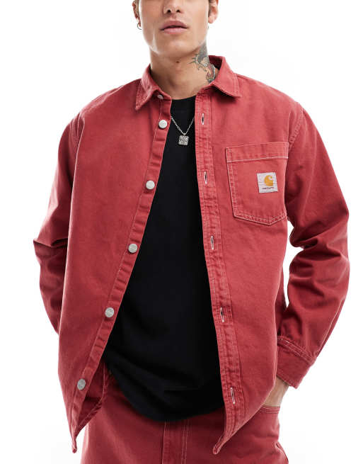Sobrecamisa vaquera roja con acabado sobretintado de Carhartt WIP (parte de un conjunto)