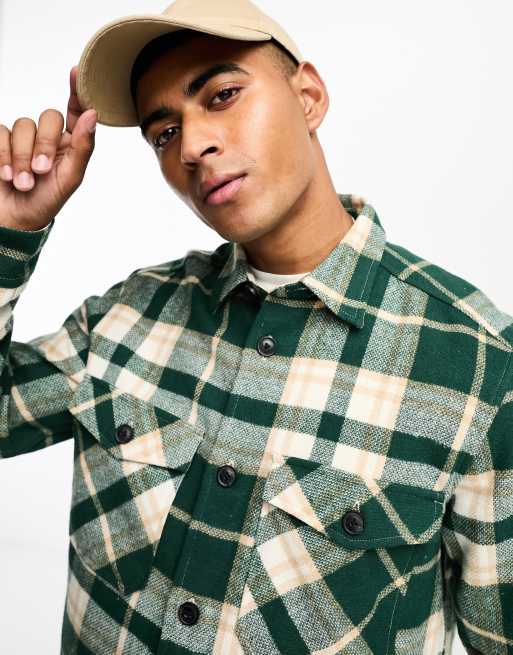 Sobrecamisa verde a cuadros de estilo worker de Only Sons