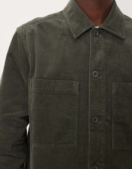 Sobrecamisa verde caqui con bolsillos de parche delanteros de pana de ARKET, 5 de 5